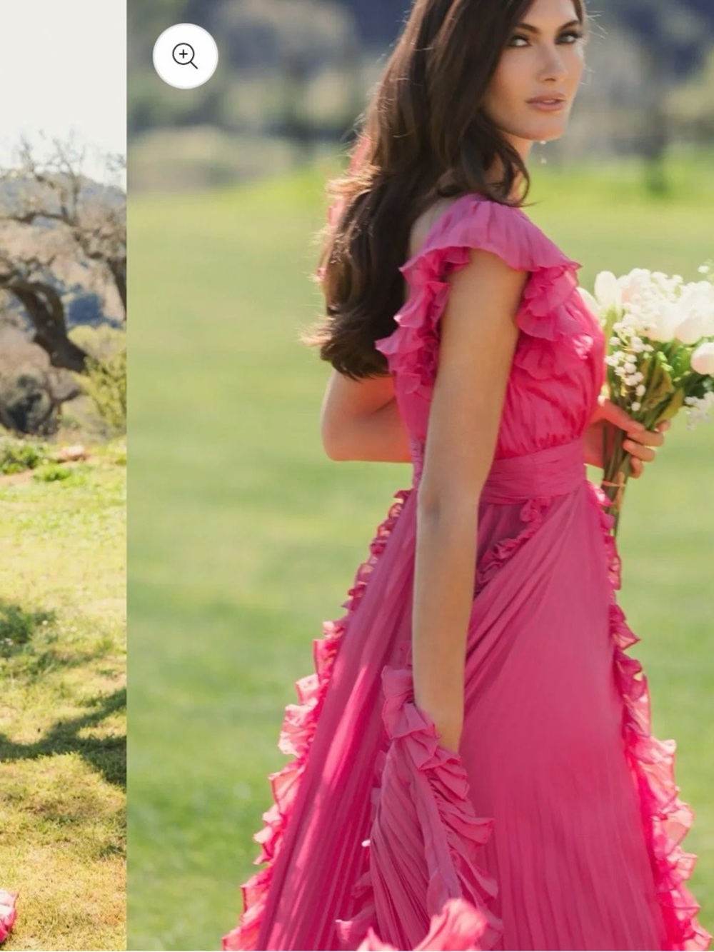 Mac Duggal Bright Pink Ruffled Cap-Sleeve Formal Dress